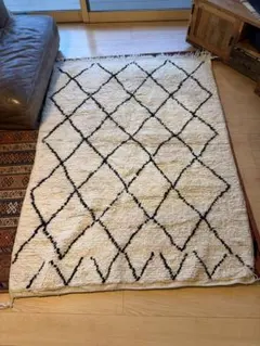 一点物70sヴィンテージ ベニワレン160×75 モロッコ直輸入 上品ダイヤ柄