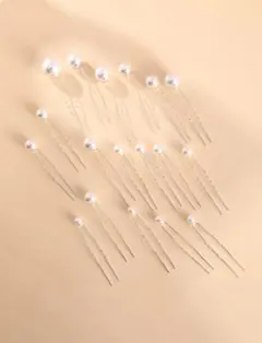 美品　パールのヘアピン　大粒　シルバー　髪飾り　ウェディング　ヘアアクセリー