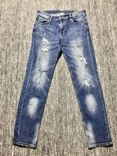 FREE GATE メンズ ペンキペイント ダメージ デニム ジーンズ