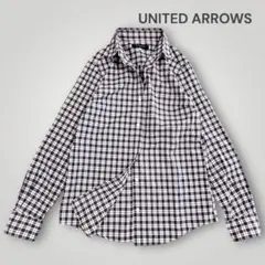 良品【 UNITED ARROWS】コットン長袖シャツ チェック柄 M 日本製