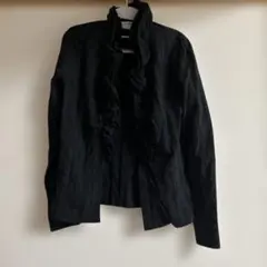 美品ナラカミーチェNARACAMICIEフリルデザイン黒長袖ブラウスサイズ0