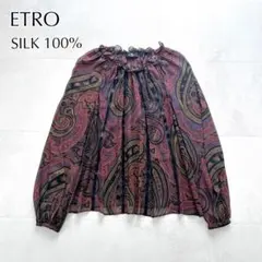 希少✨エトロ ETRO シルク100%ペイズリー柄ブラウスフリルシアー総柄のサムネイル