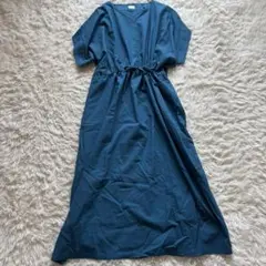 美品 UR TECH 高機能リネン ウエストギャザーワンピース L