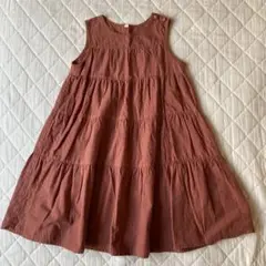 ノースリーブ ティアードワンピース テラコッタ