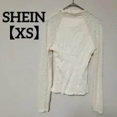 SHEIN【XS】 長袖トップス 袖レース リブ使いカットソー ダンス 衣装