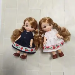 ミキちゃんマキちゃん　服セット　ワンピース(さくらんぼりんごチロル）