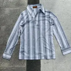 70s vintage ストライプ プルオーバー シャツ レトロ 古着