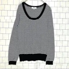 ナチュラルビューティーベーシックボーダー長袖Tシャツ サイズM シンプル