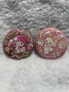 サンリオキャラクターズ刺繍缶バッジ2個セット