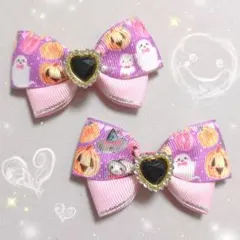 ヘアゴム ヘアリボン ツイン　1745　かぼちゃ　パンプキン　Halloween