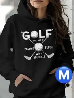 【新品/Mサイズ】ゴルフウェア レディース 長袖 パーカー フード付き ブラック