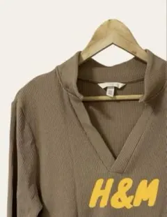 H&M リブニット 長袖 トップス ブラウン 秋 ショート丈 Mサイズ