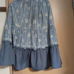 花柄フレアスカート 青系