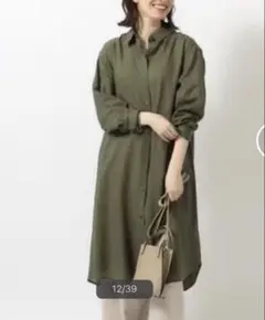 【シューラルー】UVカット抗菌防臭吸水速乾フレンチリネンブレンドシャツワンピースのサムネイル