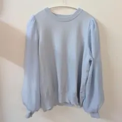 VIS パワーショルダー袖オーガンジーニットプルオーバー