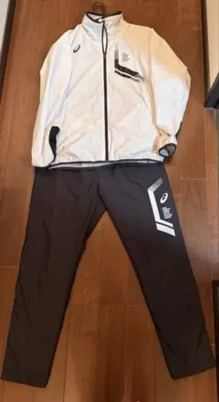 【美品】アシックス　裏トリコットウインドブレーカー ジャケット&パンツ　上L下M