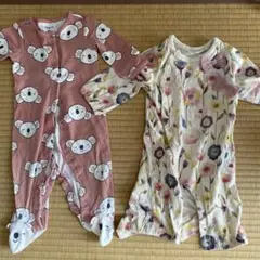 コアラ柄6mと花柄ロンパース 70