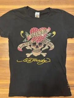 希少/Y2K】Ed Hardy ラインストーン スカル バイク Tシャツ 黒 - メルカリ