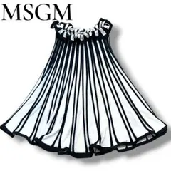 じ*り様 美品✨️MSGM ストライプ プリーツ デザイン ニットスカート イタ