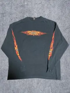 【超希少3XL】 ハーレーダビッドソン フレイム ロンT 袖プリント