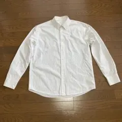 ZARA☆美品☆しわ加工ホワイトストライプ 長袖シャツ