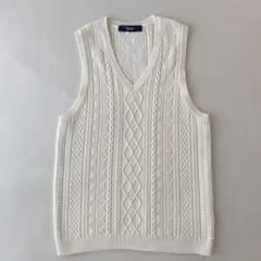 ✨希少✨ピンクハウス　ケーブル編み　ニット　ベスト　オフホワイト　日本製　綿