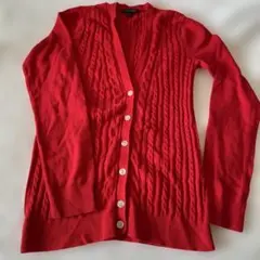LAND'S END ケーブルニットカーディガン XS レッド