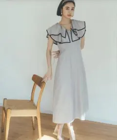 【美品】SNIDEL ラッフルカラーワンピース 0サイズ SWNO221059