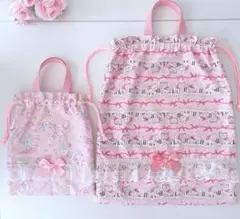 ｎｅｋｏ様 持ち手付き巾着袋 ハンドメイド