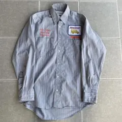 90s USA製　ワークシャツ　BDシャツ　ワッペン　ストライプのサムネイル