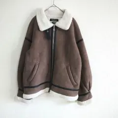 【ミスティウーマン】スポンジブラウンジャケットMサイズ襟ボア付き