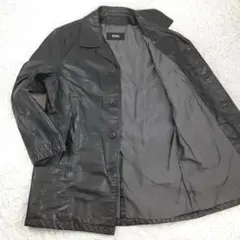 美品◎HUGO BOSS ヒューゴボス ナッパレザーチェスターコート 黒 L相当のサムネイル