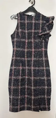 DEA ネイビー チェック柄 ツイードドレス