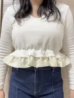 ハンドメイド フリルビスチェ ホワイト 大人可愛い レイヤードトップス 韓国風のサムネイル