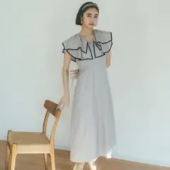 snidel フリルカラーノースリーブワンピース