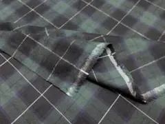 １．７m現品限り・Wチェック微起毛コットン　ディープグリーン系　幅１１０ｃｍ