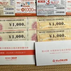 ビッグカメラ コジマ株主優待券 ¥1,000×4枚★匿名配送★最新★