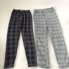 チェック柄ボアレギンスパンツカジュアル2枚セット冬