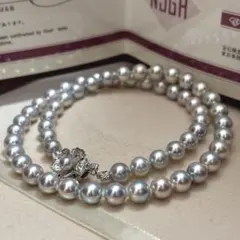 鑑別書付✨あこや真珠 7.0-7.5 シルバーグレー ネックレス テリ強 本真珠