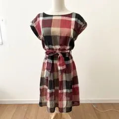 ブルーレーベルクレストブリッジ 半袖 ワンピース チュニック チェック