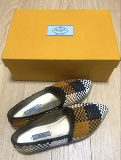 美品　PRADA プラダ　チェック柄 スリッポン　36