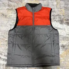 GAP オレンジ・グレー 中綿ベスト ジップアップ XL 150.160