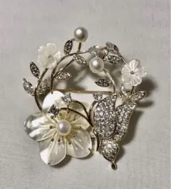 美品　silver925×白蝶貝×パール　2WAY ブローチ＆ペンダントトップ 美品 silver925×白蝶貝×パール 2WAY ブローチ＆ペンダントトップ