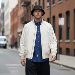 美品 ノースフェイス ホワイトレーベル MA-1タイプ ナイロン白L