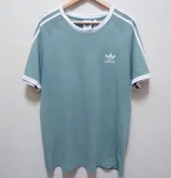 【良品】adidas 3ストライプス リンガーTシャツ ミント 2XO(3XL)のサムネイル