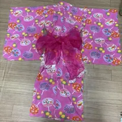 浴衣 120㎝　100cm~ 125㎝くらいに　レース帯付き　美品