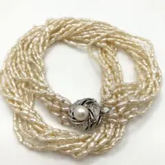 淡水真珠　ネックレス　ケシパール　9連　約43cm　本真珠　SILVER刻印