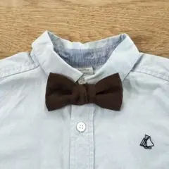 ハンドメイド　キッズ　蝶ネクタイ　リボンブローチ　スエード調　ダークブラウン