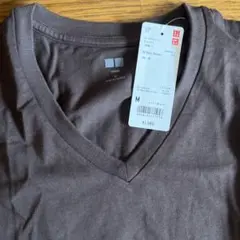 ユニクロ　Tシャツ　半袖　秋色　ブラウン　スーピマコットン　ダークブラウン