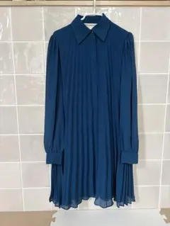 MICHAEL KORS プリーツ シャツワンピース ブルー